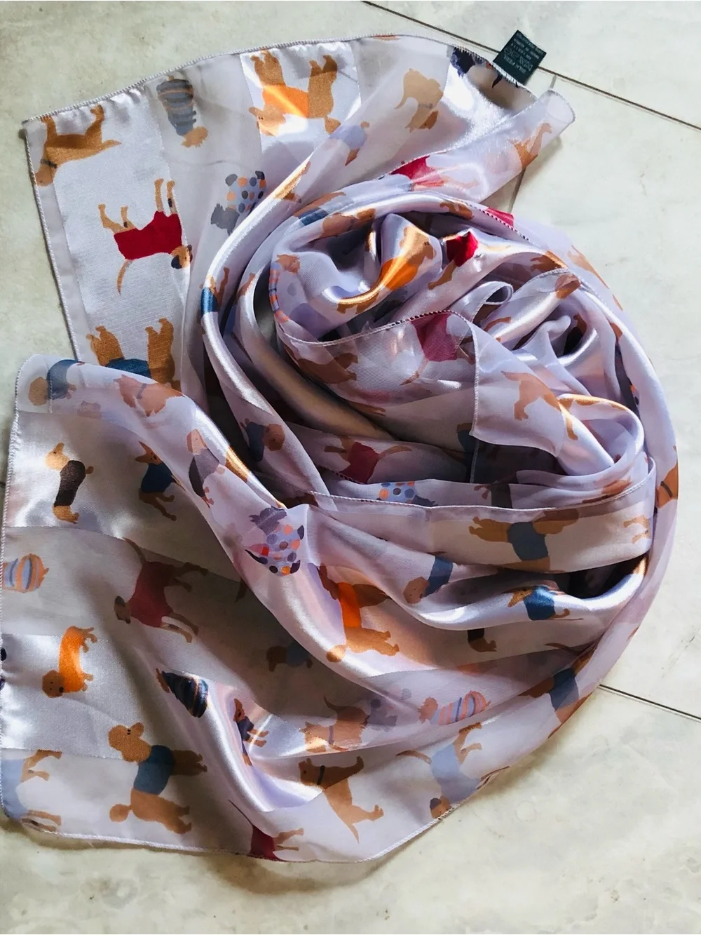 VTG Nature's Wonders Best Dressed Dogs Silk Feel Striped Scarf Y2K Novelty Gift